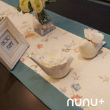 nunu+【包邮】蓝色韩式小花 棉麻素雅中式中国风样板间桌旗 餐旗