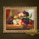 塞菲尔手绘欧式高档水果餐厅装饰画有框现代简约餐厅油画单幅壁画