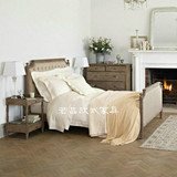 特价欧式法式美式乡村风格罗马柱橡木实木床软包亚麻双人单人床