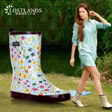 Lostlands美丽碎花中筒女士雨鞋 女式雨靴 爱尔兰16春季雨鞋
