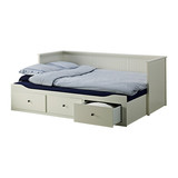 北京全国宜家代购 IKEA 汉尼斯坐卧两用床框架带3屉, 白色