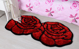 免洗韩国丝红色双玫瑰花地毯电脑转椅保护地垫婚房床边防滑脚垫子