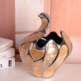 高档家居手工陶瓷贝壳工艺品摆件 客厅装饰品摆设 奢华欧式花瓶