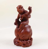红木木雕工艺品 花梨木元宝猴子摆件 实木雕刻 吉祥摆件