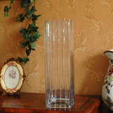 方口玻璃花瓶 百合富贵竹专用 时尚花插 客厅/餐桌摆件 高30cm