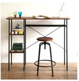 欧式美式乡村铁艺实木书桌 电脑桌 升降旋转吧椅 办公桌 写字台