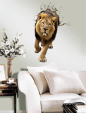 佩格 3D立体墙贴 动物园创意贴 卧室背景个性墙纸 3D威猛狮子贴纸