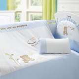 笑巴喜婴儿床品八件套床围床单床靠棉被件套童床多色可选