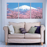 田园装饰画 现代客厅挂画日式风景画 富士山壁画樱花墙画 无框画