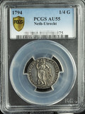 【Netherland Gulden】1794荷属西印度1/4盾站人PCGS银币(AU55)
