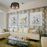 沙发背景墙装饰画客厅现代简约卧室壁画立体无框浮雕三联树脂挂画