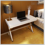 黑橡木白色钢琴烤漆办公桌简约宜家书桌现代台式木制电脑桌写字台