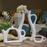 包邮现代样板间软装陶瓷花瓶花器茶壶摆件客厅桌面装饰摆设工艺品