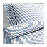 IKEA北京宜家代购  耐洛斯 被套和2个枕套, 白色/蓝色