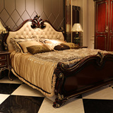 欧式真皮床 美式复古实木床 法式奢华公主床 后现代雕花双人床