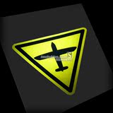 凯蓝三角形小飞机造型 黄色 航空标志 3M 反光 汽车贴纸