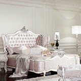 新古典床实木雕花双人床 酒店定制家具 欧式家具婚床1.8米布艺床