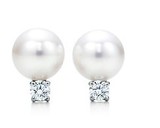 【美国正品代购】Tiffany Cultured Pearl珍珠钻石耳钉 6.5-7mm