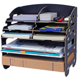 木质办公桌面收纳盒横向A4纸放置杂物整理柜简约创意储物架子BG21