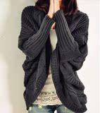 2014秋冬新款女韩版斗篷披肩蝙蝠衫麻花加厚蚌壳毛衣针织衫外套