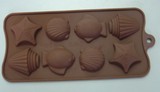 8连孔海星小鱼贝壳硅胶蛋糕模具 DIY巧克力模具