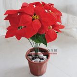 超值 仿真花装饰植物 新年花槽花圃布置 7头一品红圣诞花