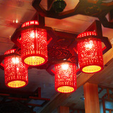 景德镇现代中式陶瓷灯具卧室书房客厅餐厅婚庆装饰4头镂空吸顶灯