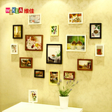 加厚松木实木心形照片墙15框创意时尚相片墙相框办公室照片墙贴