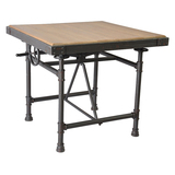美式工业复古餐桌升降方桌做旧茶几咖啡桌铁艺实木工作台怀旧家具