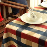 兔先生全棉美式地中海格子桌布餐桌布台布盖布定制爱丁堡包邮