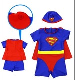 新款特价 儿童超人泳衣宝宝温泉游泳衣男童连体大码防紫外线泳装