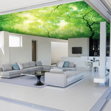 欧式大型壁画 田园绿色树木 顶棚天花吊顶 壁纸墙纸 简约3D空间