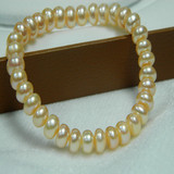 厂家直销 促销珍珠首饰 强光金色/粉色天然珍珠手链送朋友 包邮