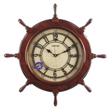 丽盛欧式大号船舵创意挂钟中式时钟客厅静音复古艺术壁钟石英钟表