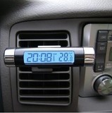 汽车出风口透明液晶显示温度计车载电子时钟车用时间钟表汽车用品