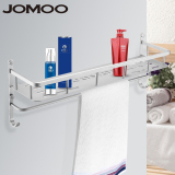 JOMOO/九牧 浴室太空铝多功能置物架 带毛巾杆双挂钩 壁挂937122
