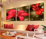 最新款十字绣三联画卧室花卉系列红百合1.6米大图 全满绣shizixiu