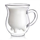 耐热玻璃双层杯奶牛杯玻璃 创意早餐杯玻璃牛奶杯创意马克杯包邮