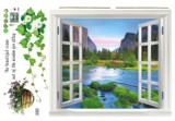 假窗户墙贴纸客厅卧室厨书房走廊桂林山水风景墙壁贴画可移除墙画