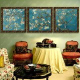 欧美画装饰正品名画手绘油画抽象梵高杏花卉欧式客厅玄关餐厅三联