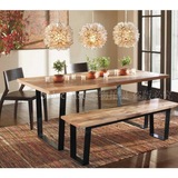 美式乡村l实木仿古餐桌餐椅组合做旧防锈铁艺咖啡馆餐厅桌椅套件
