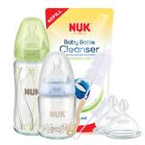 【包邮】NUK新生儿奶瓶宽口玻璃奶瓶套装120ml/240ml/奶嘴5件套装