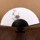 王星记白纸扇子中国风手绘香纸扇日式和风串面纸扇 工艺折扇女