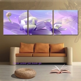1抽象紫色花卉现代简约卧室装饰画 餐厅无框画客厅三联壁画墙画
