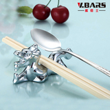 筷子架金属不锈钢鸡翅木筷子托 创意日式韩国餐具筷枕高档礼品