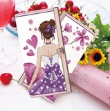 爱络包邮可爱卡通人物画像粉紫色清新女式长款铁扣钱包十字绣套件
