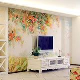 大型壁画卧室客厅沙发电视背景墙纸壁纸 欧式油画田园玫瑰花FQ054