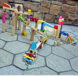 正品玩具反斗城木制滚珠智力拼装积木创意益智拼插玩具滑梯轨道