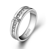 PT950纯银戒指 女款 镀铂金情侣戒指 情侣对戒子尾戒指环生日礼物