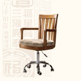 实木转椅 带软垫学生电脑椅 可调节高度转椅 现代简约橡木书椅